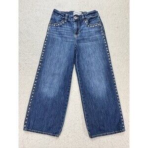Abercrombie Kids High Rise Ultra Wide Leg Studded Denim Jeans Girls Youth 9/10